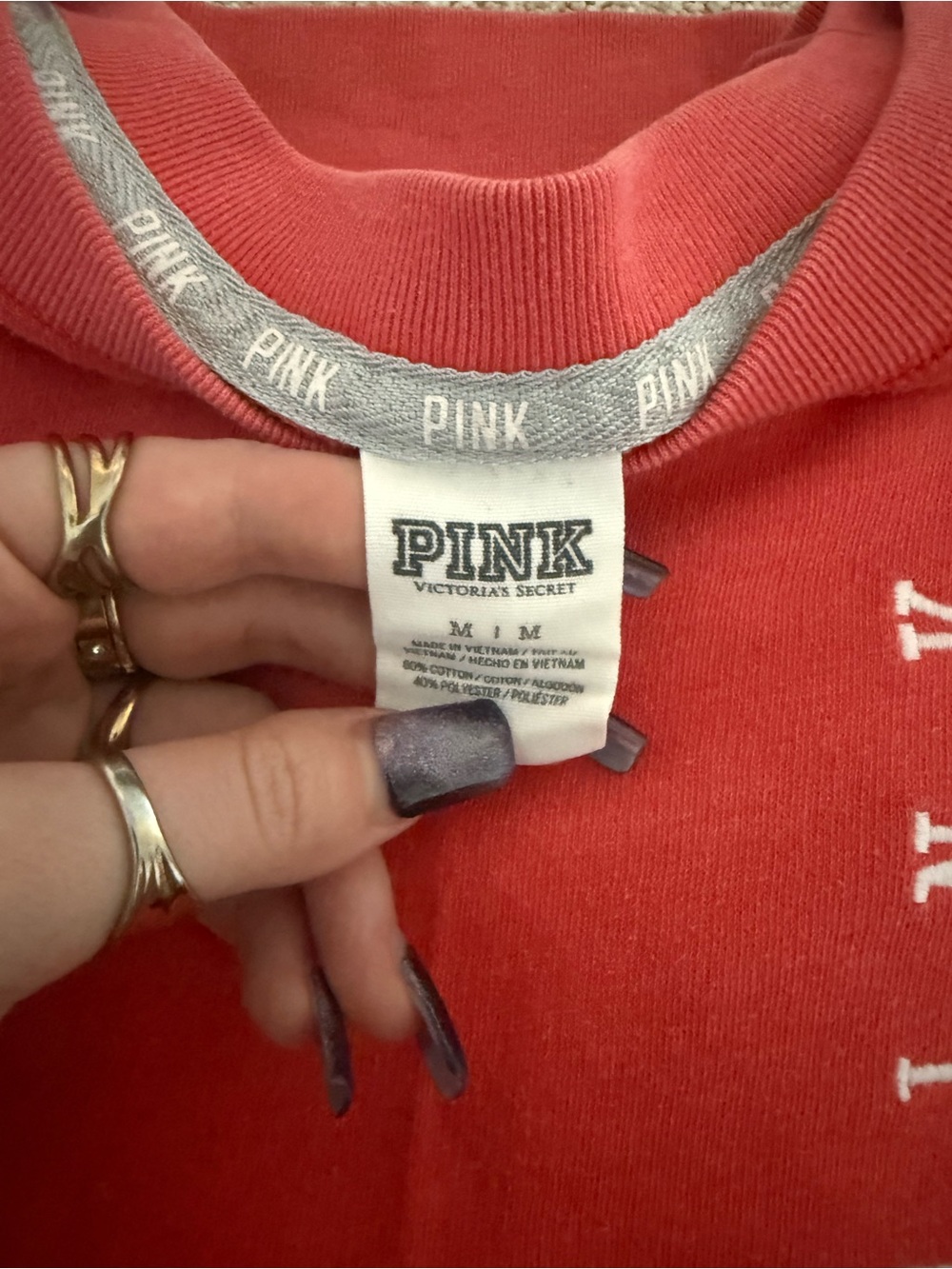 Victoria's Secret PINK Coral-Red Crewneck Sweatshirt - Picture 3 of 3